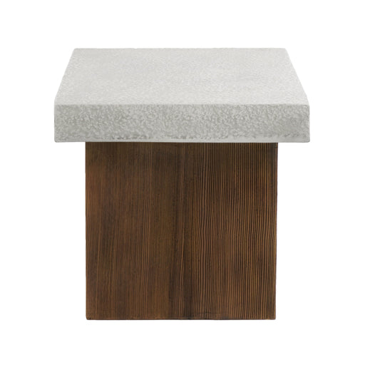 Mgo Square Side Table With Faux Stone Top And Wood Frame - Antique White / Natural Wood - R&R Furniture Gallery (Fountain Valley, CA)