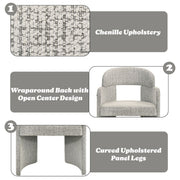 Set of two ACME Kyree arm chairs with plush chenille upholstery and walnut wood legs, modern and stylish for living room decor.