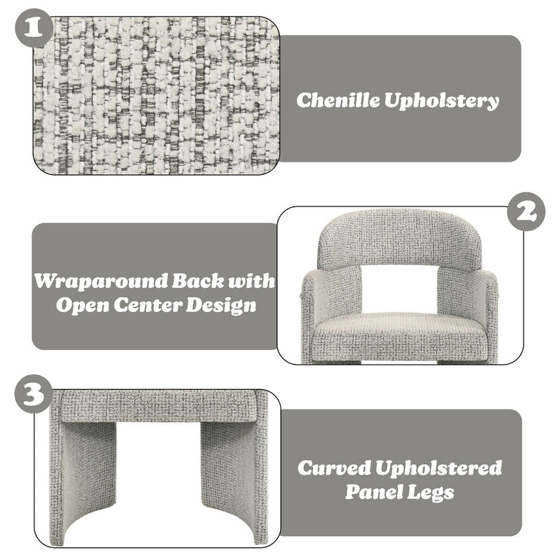 Set of two ACME Kyree arm chairs with plush chenille upholstery and walnut wood legs, modern and stylish for living room decor.