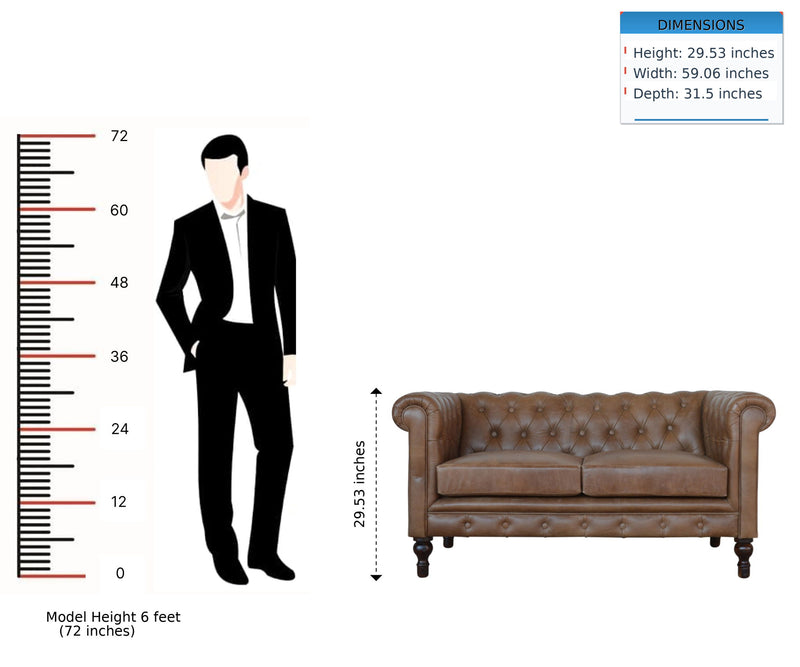 Buffalo - Chesterfield Sofa - Brown - R&R Furniture Gallery (Fountain Valley, CA)