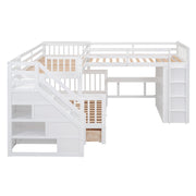 L Shaped Bunk Bed With 3 Drawers, Portable Desk And Wardrobe - R&R Furniture Gallery (Fountain Valley, CA)