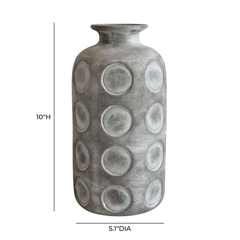 Earthenware - Aztec Tub Flower Vase - Gray - R&R Furniture Gallery (Fountain Valley, CA)
