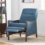 Noble House Drury contemporary fabric upholstered pushback recliner with padded armrests and plush seat in a modern living room setting.