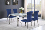 Carone 5-piece 61-inch Rectangular White Glass Dining Set Blue