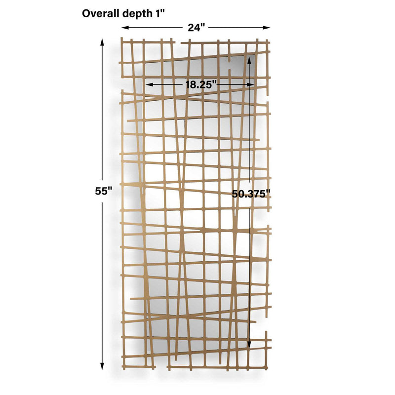 Golden Intersection - Mirrored Wall Decor - Brass