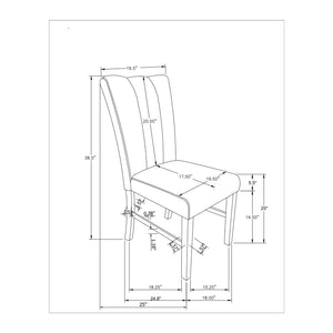 Dining Chair With Padded Seating And Back (Set of 2) - Dark Gray