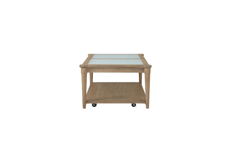 Frosted Glass Top Cocktail Table With Casters - Sand - R&R Furniture Gallery (Fountain Valley, CA)