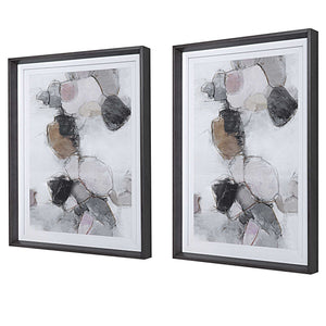 Plunging Pastels - Framed Prints (Set of 2) - Black / Brown / Gray