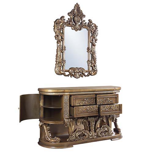 Constantine - Server - Brown & Gold - R&R Furniture Gallery (Fountain Valley, CA)