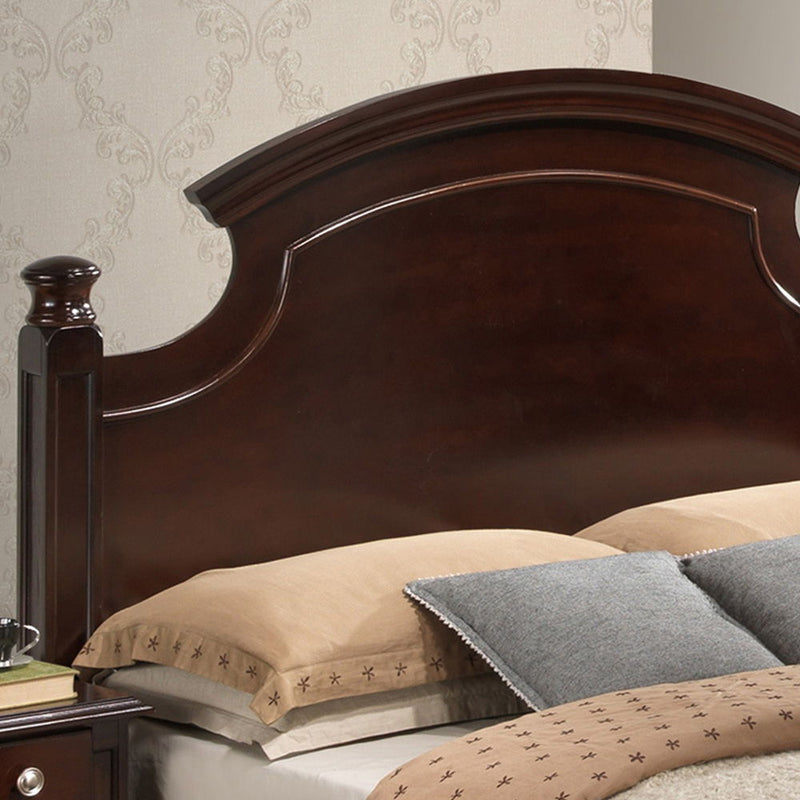 Hand-carved traditional panel bed by Glory Furniture featuring intricate woodwork and classic design elements.