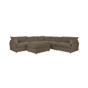 Classic Home Caplan 6-piece modular sectional with ottoman, 2-piece living room set, featuring plush cushions and modern design.