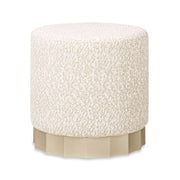 Hampton - Round Upholstered Ottoman With Scalloped Base - Speckled Egg Beige - R&R Furniture Gallery (Fountain Valley, CA)