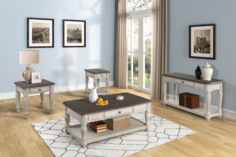 Chairside Table With Storage - Antique White - R&R Furniture Gallery (Fountain Valley, CA)