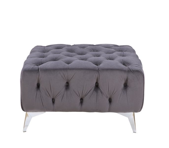 Wugtyx - Ottoman - Dark Grayvelvet - R&R Furniture Gallery (Fountain Valley, CA)