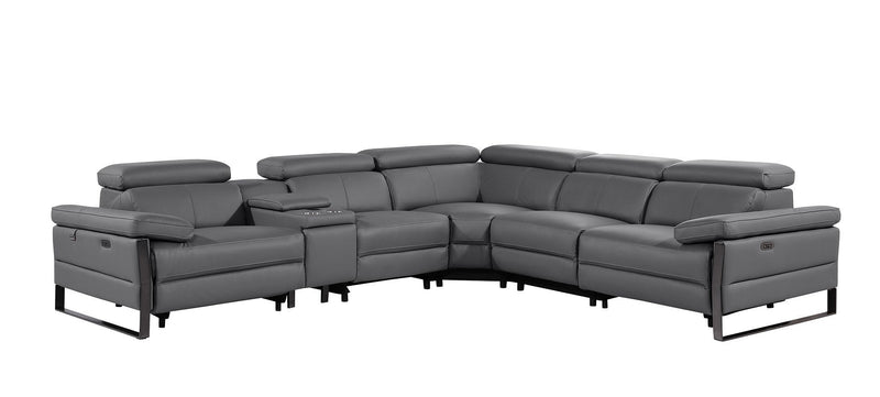 1246 - 6-Piece L-Shaped Modular Power Reclining Sectional With 3 Power Recliners And Power Headrests