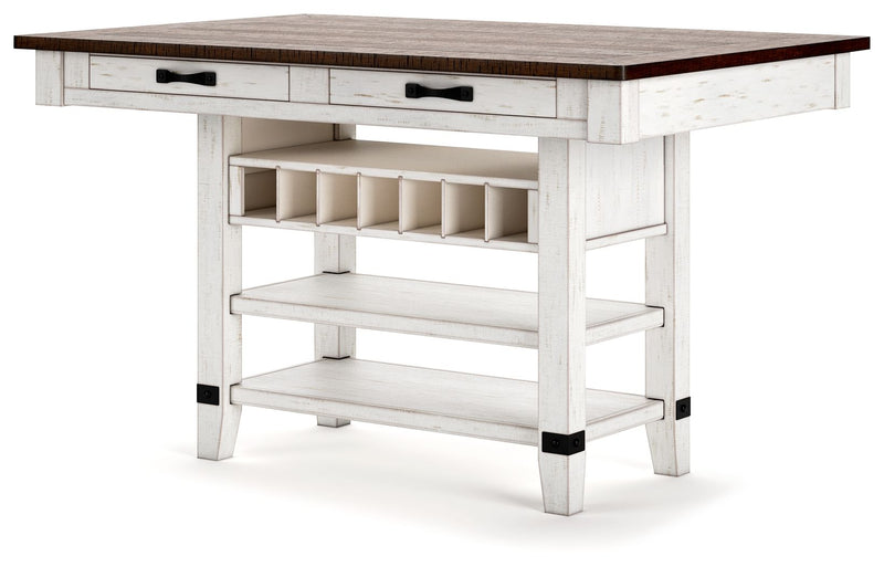 Valebeck - Rect Dining Room Counter Table With Wine Rack - R&R Furniture Gallery (Fountain Valley, CA)
