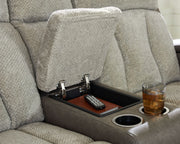 WhipLash - Power Reclining Loveseat With Console / Adj Headrest - Sisal - R&R Furniture Gallery (Fountain Valley, CA)