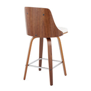 Set of two Lumi Source Gianna mid-century modern counter stools with swivel, square footrest, and fixed height.