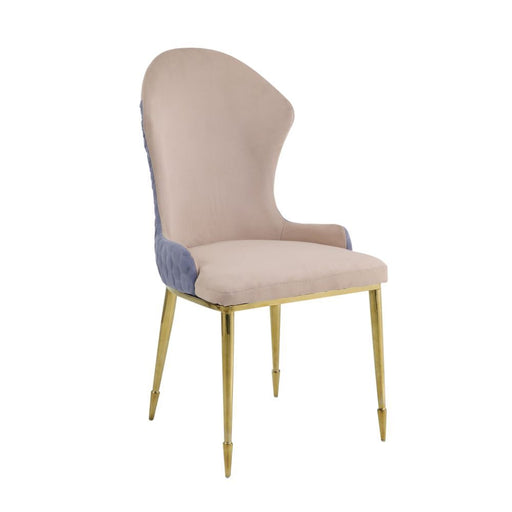 Caolan - Side Chair (Set of 2) - Tan, Lavender Fabric & Gold - R&R Furniture Gallery (Fountain Valley, CA)