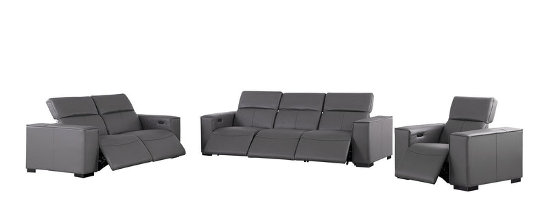 1208 - Leather Reclining Set (Sofa, Loveseat & Chair With 6 Power Recliners)