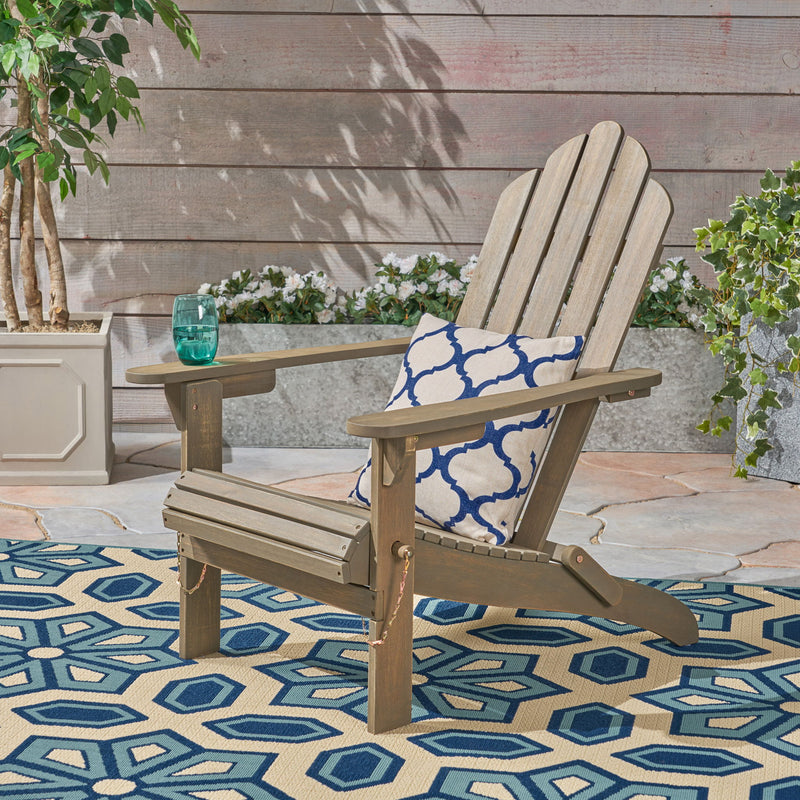 Outdoor Foldable Adirondack Chair With Hand Crafted Details - Gray - R&R Furniture Gallery (Fountain Valley, CA)