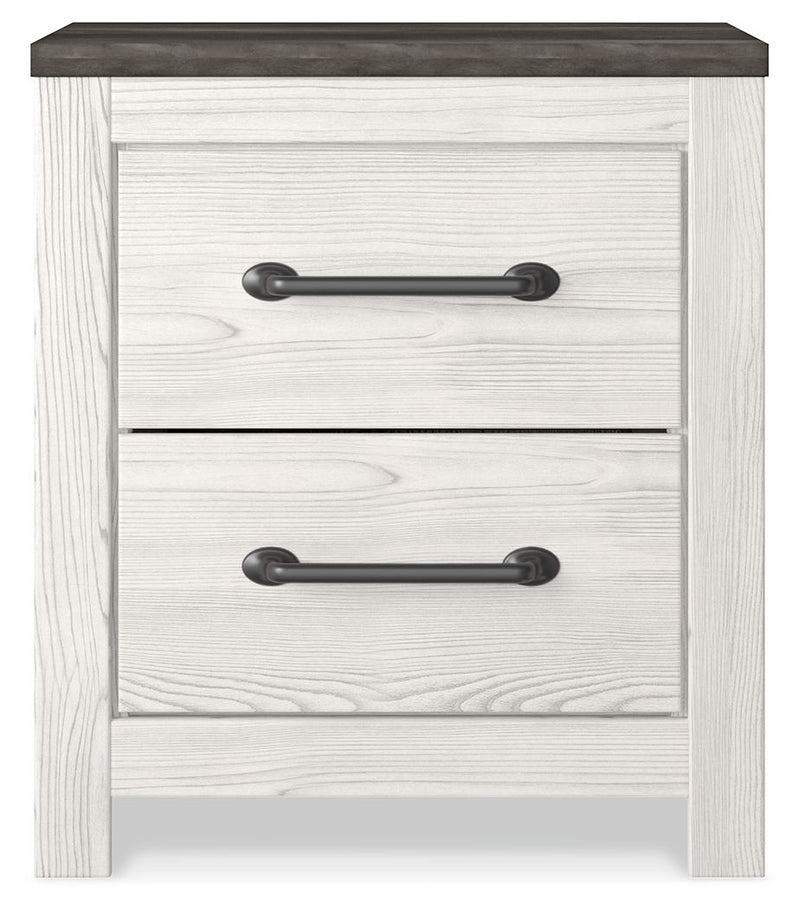 Gerridan - Two Drawer Night Stand - White / Gray - R&R Furniture Gallery (Fountain Valley, CA)