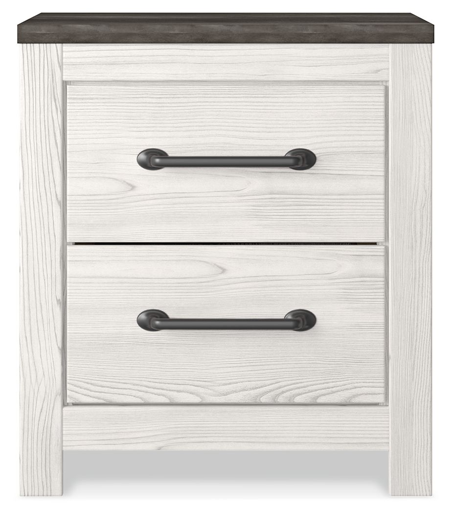 Gerridan - Two Drawer Night Stand - White / Gray - R&R Furniture Gallery (Fountain Valley, CA)