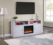 Terra - TV Stand Console With Fireplace - White Walnut - R&R Furniture Gallery (Fountain Valley, CA)