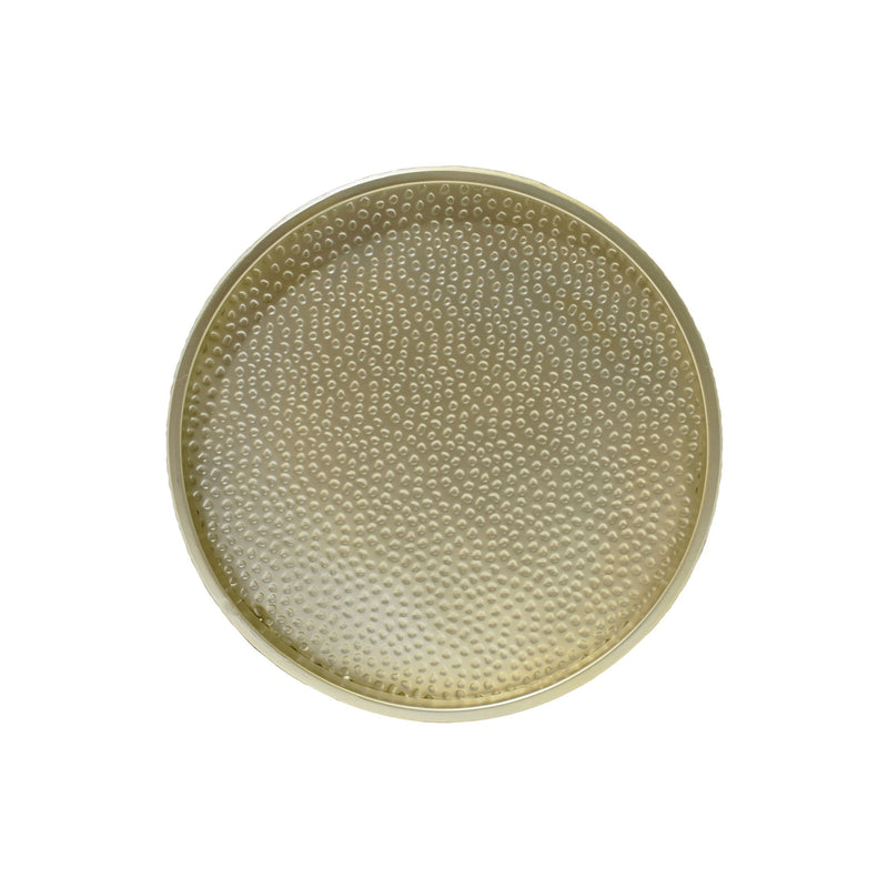 Modern round accent table with hammered surface by Noble House, featuring a stylish and textured metal finish.