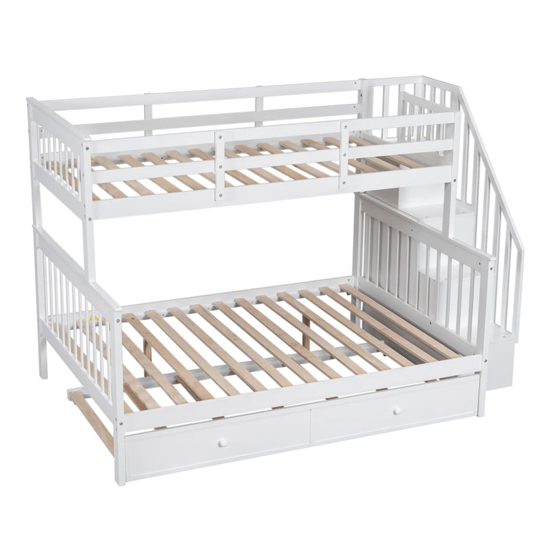 Bunk Bed With Twin Size Trundle, Storage And Guard Rail For Bedroom - R&R Furniture Gallery (Fountain Valley, CA)