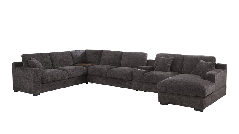 Celine - Corner Sectional Sofa With Right Facing Chaise, Cupholders, And Charging Ports - Gray - R&R Furniture Gallery (Fountain Valley, CA)