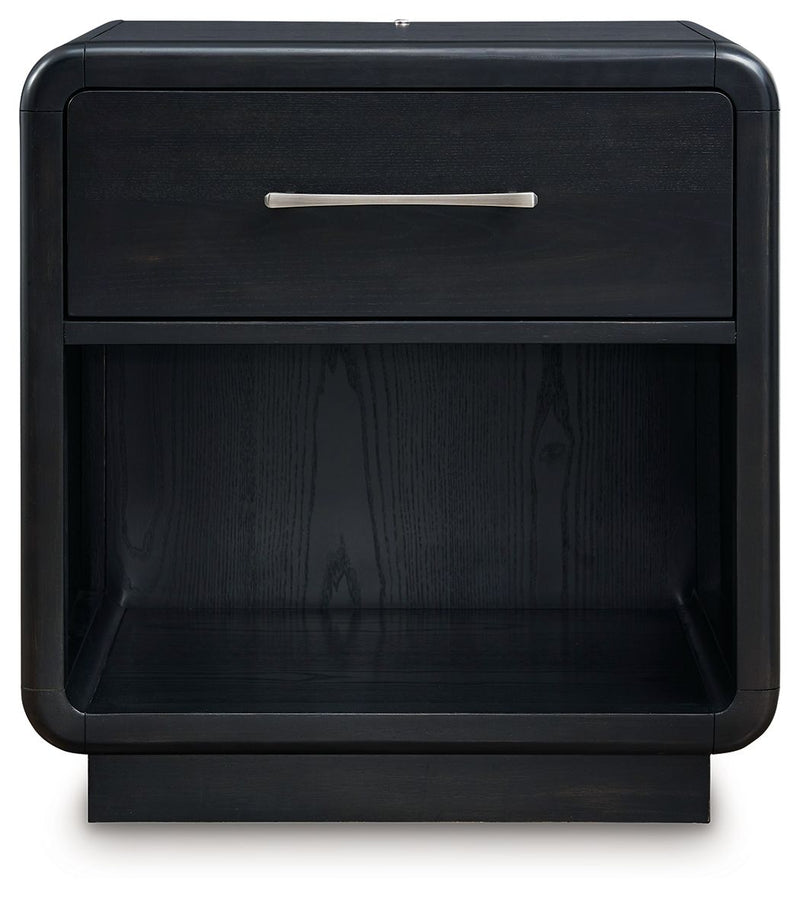 Rowanbeck - One Drawer Night Stand - Black - R&R Furniture Gallery (Fountain Valley, CA)