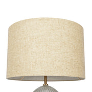 Aurora - Ribbed Lamp Base Clear Table Lamp Large Linen Shade - Beige / Clear / Gold - R&R Furniture Gallery (Fountain Valley, CA)