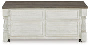 Havalance - Lift Top Cocktail Table with Storage Drawers - White / Gray - R&R Furniture Gallery (Fountain Valley, CA)