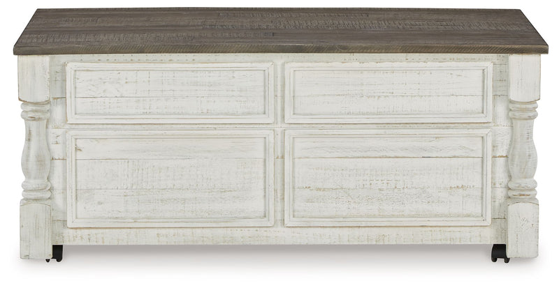 Havalance - Lift Top Cocktail Table with Storage Drawers - White / Gray - R&R Furniture Gallery (Fountain Valley, CA)
