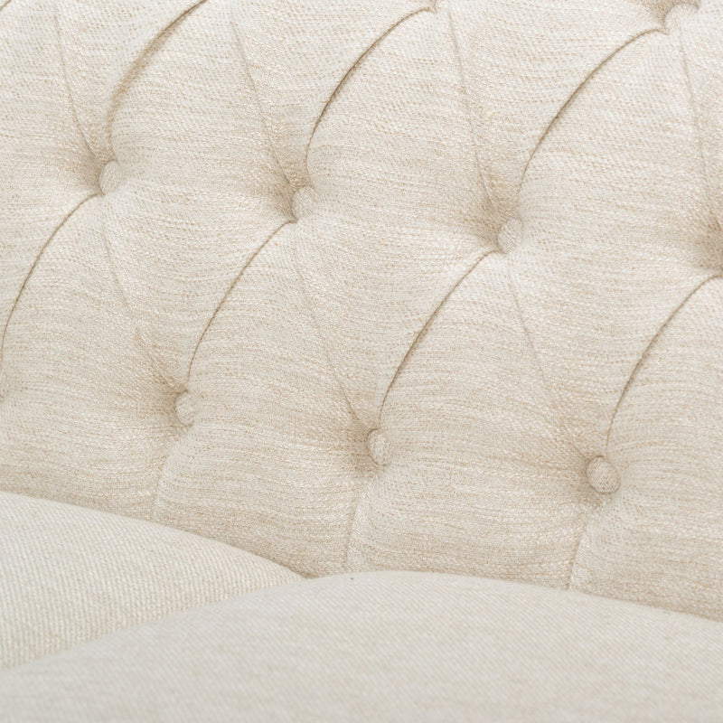 Noble House Chesterfield style 3-seater sofa with deep button tufting, plush upholstery, and classic stationary design.