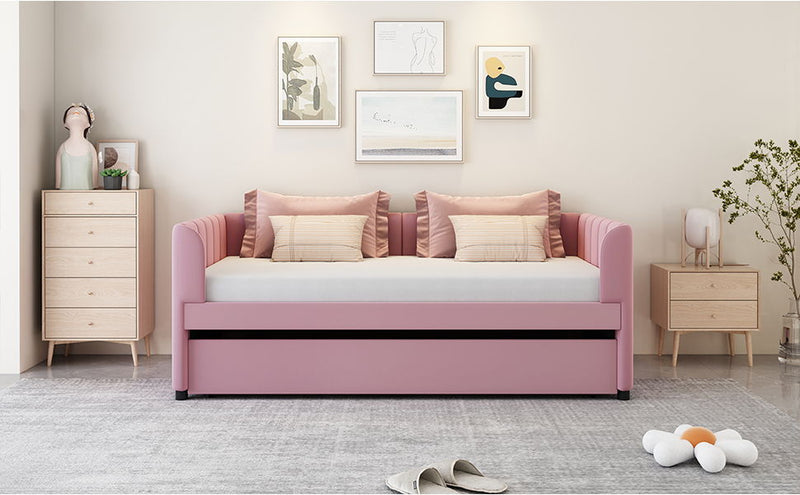 Upholstered Daybed With Ergonomic Design Backrest - R&R Furniture Gallery (Fountain Valley, CA)