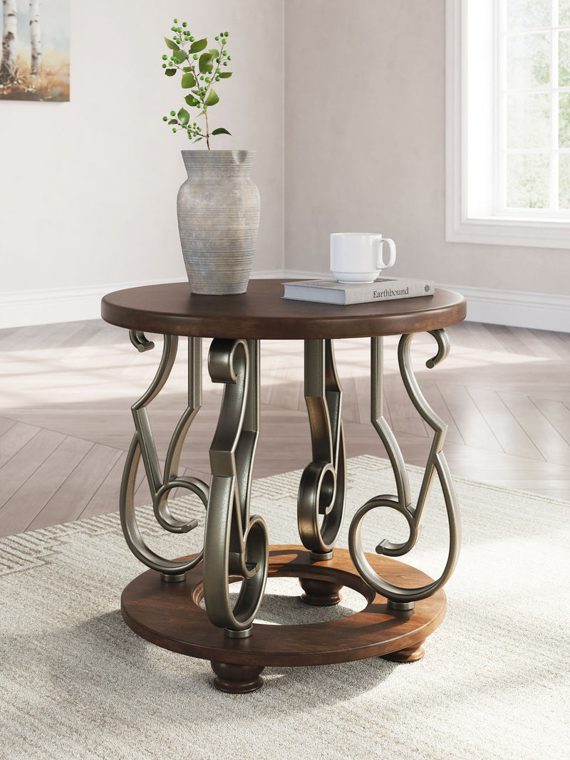 Frallyn - Round End Table - Dark Brown - R&R Furniture Gallery (Fountain Valley, CA)