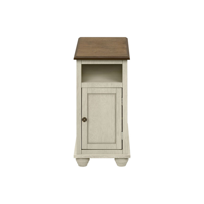 White traditional 8th Street Accent End Table with storage drawer and curved legs, ideal for living room or bedroom decor.