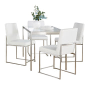Lumi Source Fuji high back contemporary dining set with glass tabletop, includes five matching chairs, modern design.