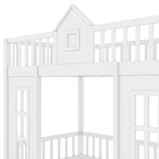 DreamHaus twin over twin bunk bed with changeable table, featuring upper bed and down desk, in a modern bedroom setting.