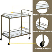 Aditya - Serving Cart - Mirrored & Antique Brass - R&R Furniture Gallery (Fountain Valley, CA)