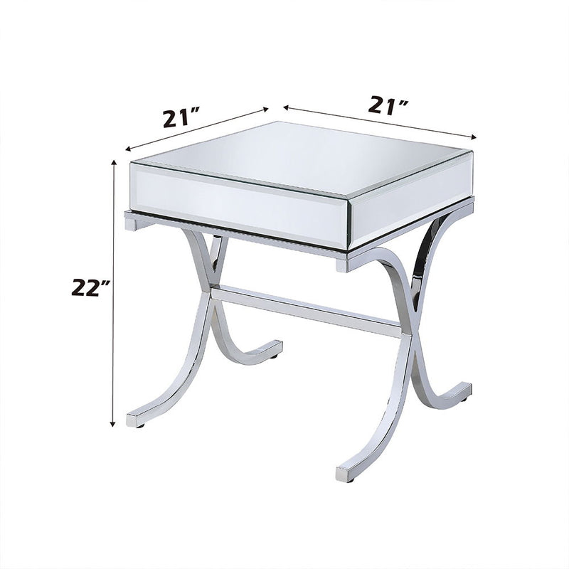 Yuri - End Table - Mirrored & Chrome - R&R Furniture Gallery (Fountain Valley, CA)