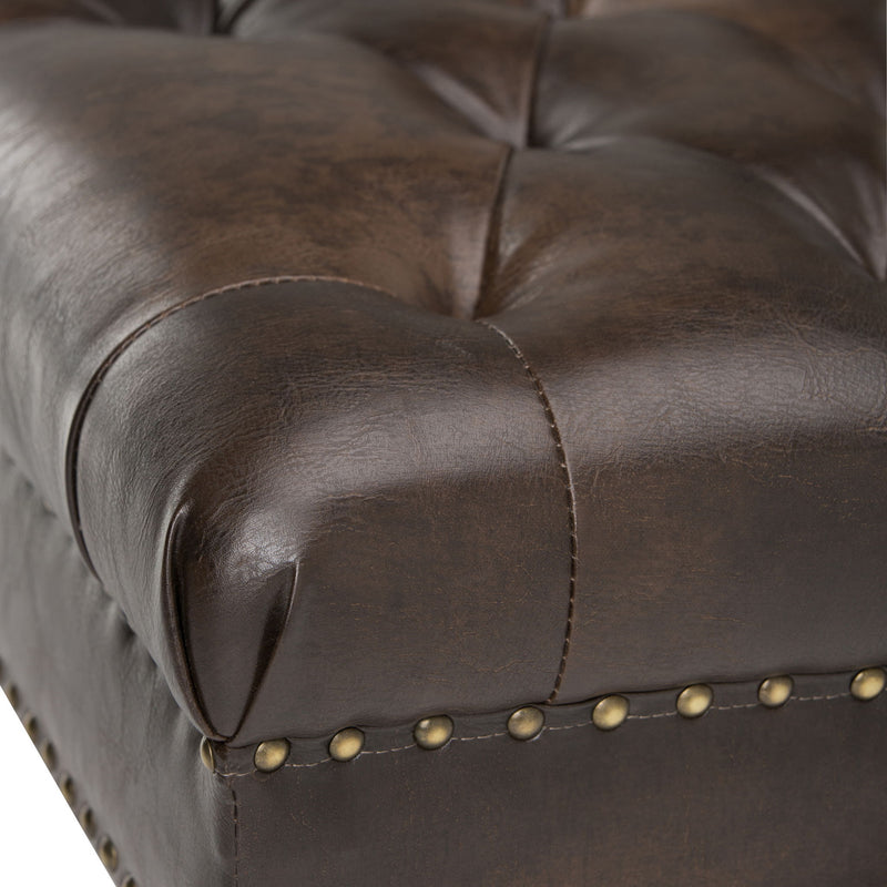 Henley - Tufted Ottoman Bench - Distressed Brown - R&R Furniture Gallery (Fountain Valley, CA)