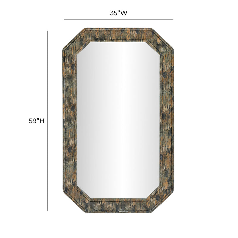 Charlene 35x59 inch Jewel Watercolor Wall Mirror by TOV Furniture with a vibrant watercolor print frame.
