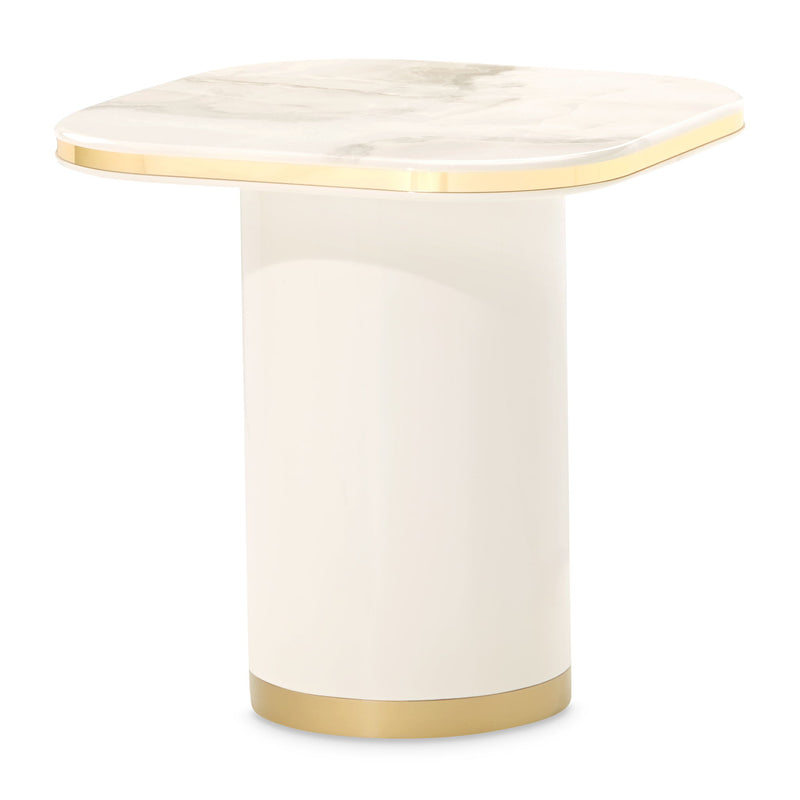 Michael Amini Gineverra rectangular cocktail table with a sleek wooden surface and modern design.