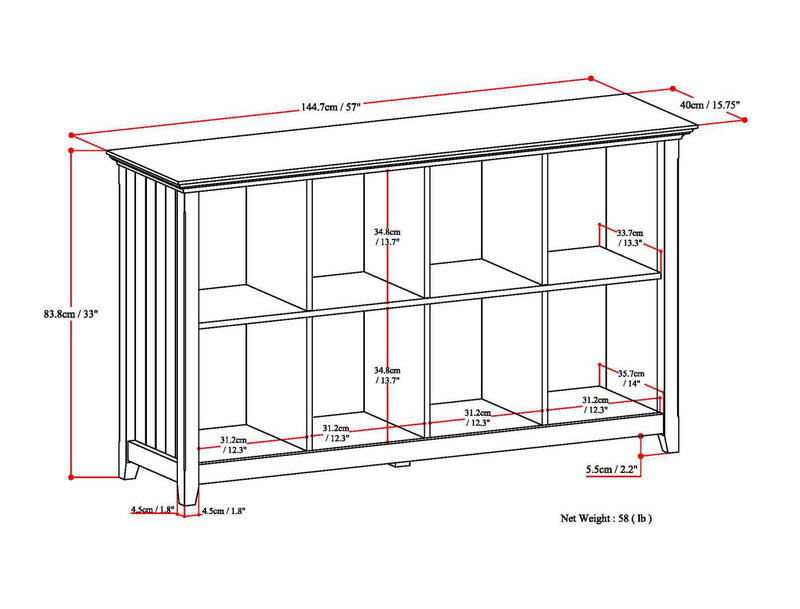 Simpli-Home Acadian handcrafted cube storage organizer with multiple open compartments for versatile organization.