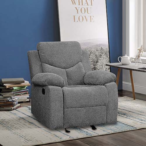 Kalen - Motion Glider Recliner - Gray Chenille - R&R Furniture Gallery (Fountain Valley, CA)
