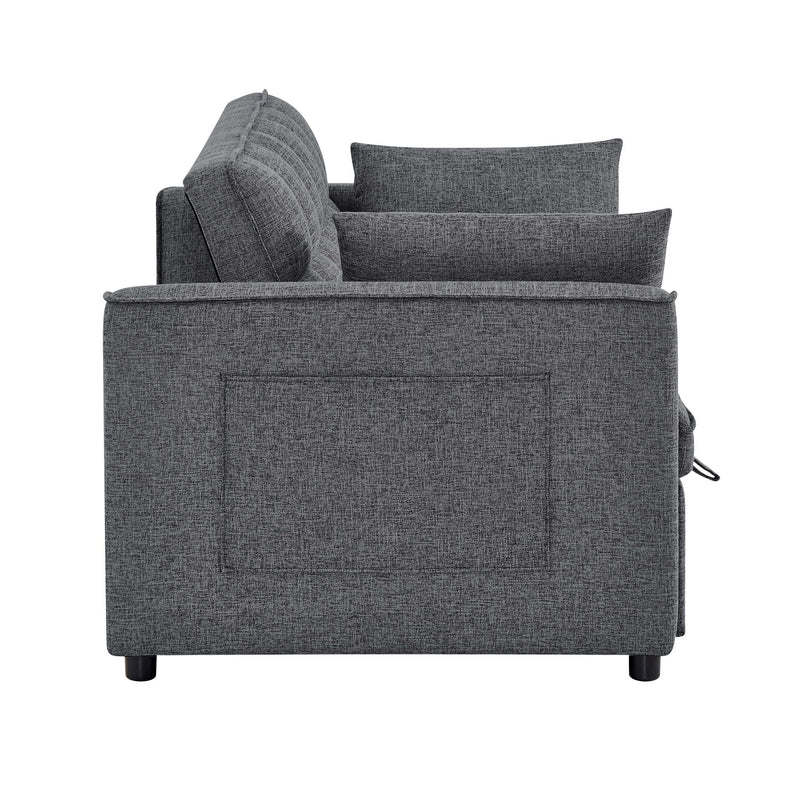 Sienna - Tufted Convertible Sleeper Sofa With Chaise - Gray - R&R Furniture Gallery (Fountain Valley, CA)