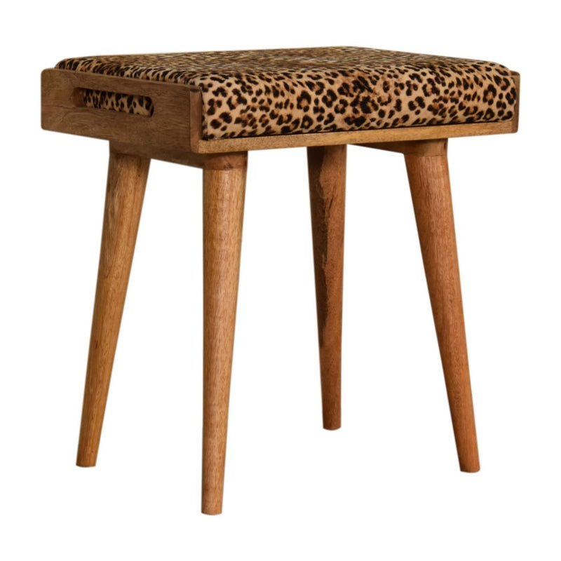 Leopard Tray Style Footstool - Brown Oak - R&R Furniture Gallery (Fountain Valley, CA)